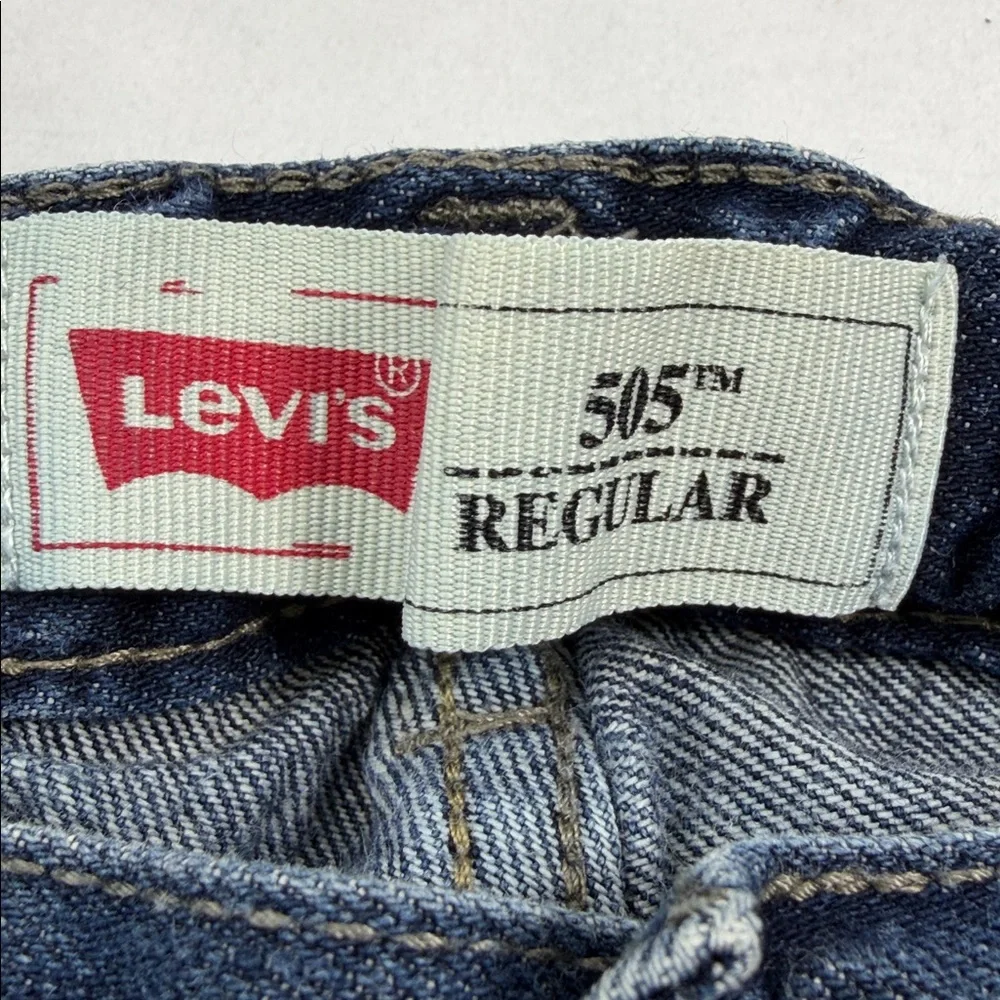 Levi's 505 Boys Regular Adjustable Waist Dark Wash Blue Jeans 24X22